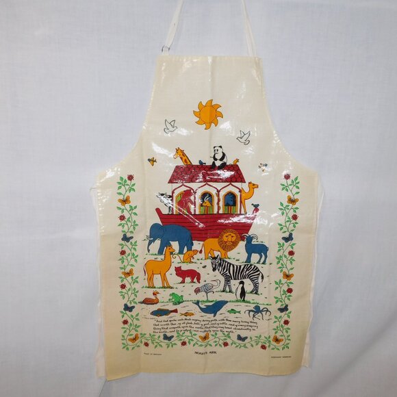 VTG Sherriff Textiles UK Noahs Ark Carla Steen PVC Cotton Butchers BBQ Apron - Picture 1 of 10